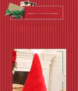 Detail of premium thickened plush Christmas hat with a 48cm height and soft white pompom