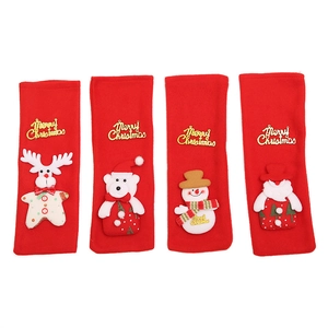 Set of four red velvet Christmas bags with Santa, Reindeer, Snowman, and Bear embroidery