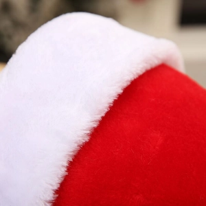 Thick plush Christmas hat with premium red velvet and soft white faux fur trim