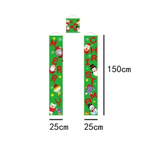 Three-piece Christmas door banner set with Merry Christmas text and cartoon characters