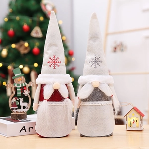 Christmas Gnome Wine Bottle Cover Nordic Forest Faceless Doll Set With Snowflake Hat Red Grey Festive Bottle Decor Xmas Party Dining Table Decoration