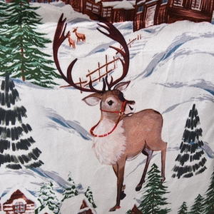 Classic Christmas reindeer chair cover with vintage snow scene digital printing