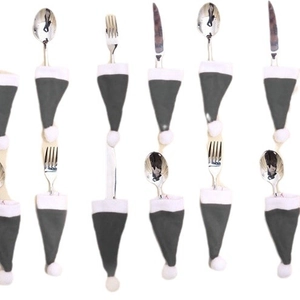 Christmas grey hat cutlery holders for table forks and knives decoration set
