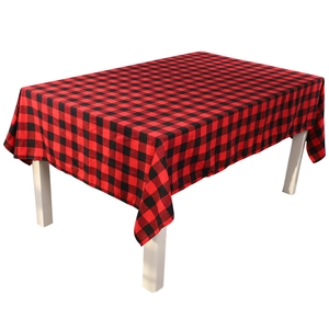 Classic red and black buffalo plaid Christmas tablecloth for festive dining table decoration