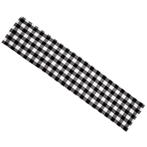 Classic black and white gingham checkered table runner for Christmas dining decoration