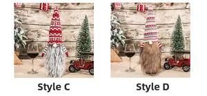 Detail view of Style C and D Christmas gnome bottle toppers with knitted hats and beards