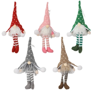 Five LED Christmas gnomes with knitted hats and long legs in five different colors
