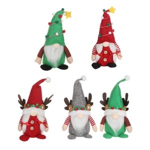 Five-piece Christmas gnome plush set with reindeer horns and star hats for holiday decor