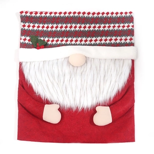 Housse de chaise Noël gnome avec motifs de flocons tricotés rouges et gris pour la fête