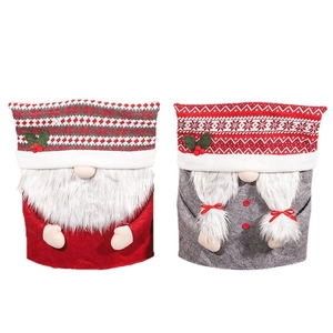 Lot de 2 housses de chaise de Noël nains scandinaves rouge et gris avec motifs de flocons