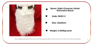 Detailed view of 20x20cm white handlebar flannel Santa beard with product dimensions
