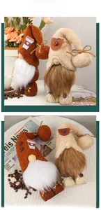 Detail of coffee gnomes with felt hats and coffee bean accents for home decoration