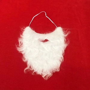 White plush Santa Claus beard with elastic strap for Christmas costume accessory