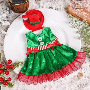 Christmas elf wine bottle cover set with green sequin dress and mini Santa hat decor