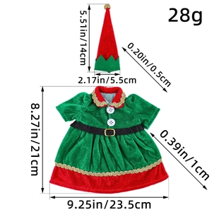 Christmas elf wine bottle cover set with velvet hat and dress for festive table decor