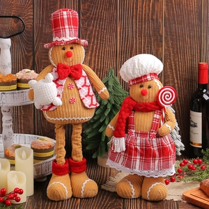 Telescopic Christmas Gingerbread Man Plush Doll Home Desktop Window Display Xmas Decoration Ornaments Holiday Party Favors