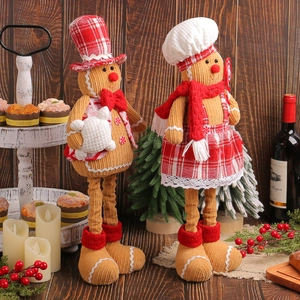 Cute telescopic gingerbread doll ornaments with chef hats for Christmas home decor