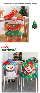 Detailed Christmas chair covers featuring Santa, Snowman and Elf characters for home decor