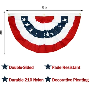 Drapeau plissé fête de l'indépendance USA en nylon 210D durable avec œillets en métal