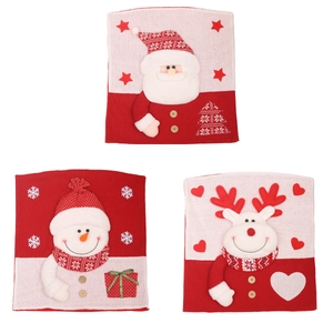 Dreiteiliges Weihnachts-Stuhlhussen-Set mit 3D-Nikolaus, Schneemann und Rentier-Strickmotiven