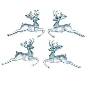 Set of 4 transparent acrylic leaping reindeer ornaments for Christmas tree decoration