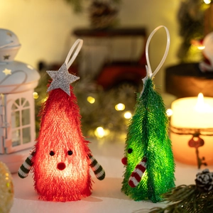 Décorations de sapin de Noël lumineuses en rouge et vert avec éclairage intérieur doux