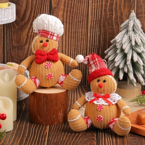 Christmas Gingerbread Man Plush Hanging Ornament Corduroy Gingerbread Doll For Christmas Tree Decoration Holiday Home Decor