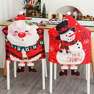 Christmas chair covers featuring Santa and Snowman designs for festive dining room decor