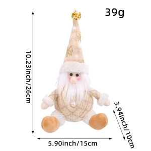 Plush Christmas gnome with beige knit hat and white faux fur beard 26cm hanging decoration