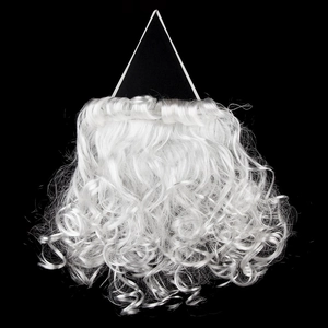 Deluxe white curly Santa Claus beard and wig set with elastic strap for Christmas cosplay