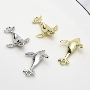 Gold and silver dolphin whale pendants for DIY jewelry making earrings and necklaces