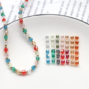 Korean Style 4.5mm Square Faceted Glass Beads For DIY Necklace Earring Making Minimalist Colored Artificial Crystal Loose Beads Jewelry Accessories