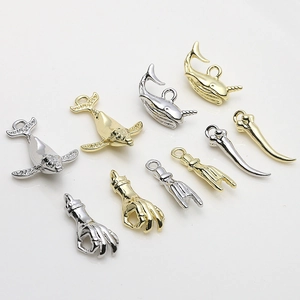 DIY Jewelry Making Alloy Gold Silver Plated Charms Dolphin Whale OK Hand Rock Gesture Pendant For Necklace Bracelet