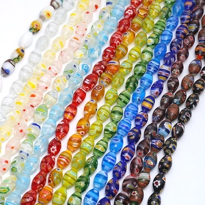 Multicolor Millefiori Glass Beads Oval Lampwork Floral Loose Beads For DIY Necklace Bracelet Earrings Jewelry Making Handmade Accessories
