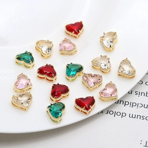 Gold-plated heart zircon pendants in multiple colors for DIY jewelry making