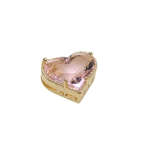 Pink heart zircon pendant with gold plated setting for DIY jewelry making accessories