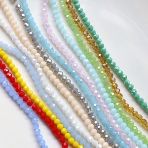 Detailed view of 4mm faceted colorful crystal glass wheel beads for DIY jewelry making