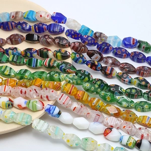 Vintage Millefiori Glass Beads For DIY Jewelry Making Colorful Flower Lampwork Beads Faceted Loose Beads Handmade Materials
