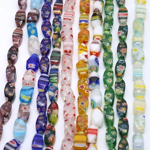 Colorful Millefiori floral glass beads for DIY necklaces and handmade jewelry crafts