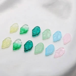 Colorful 11x19mm Czech glass leaf pendants for DIY jewelry and hair accessories
