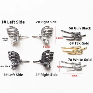 Vue détaillée d'ailes de papillon et plumes en métal pour accessoires bijoux DIY