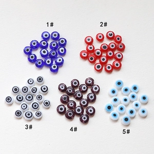 Flat colorful evil eye glass beads for handmade jewelry charms and bracelets