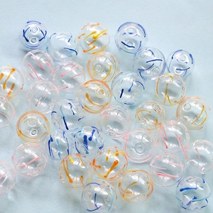Hollow Glass Beads Colorful Spiral Painted Bubble Beads For DIY Jewelry Making Round Transparent Beads For Handcrafted