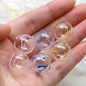 DIY transparent hollow glass wind bell beads with colorful painted swirl patterns
