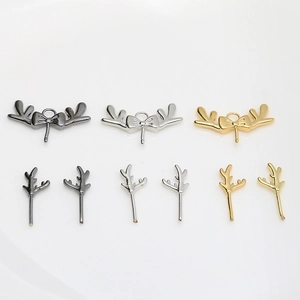 Copper-plated deer antler jewelry charms in gold, silver, and black for DIY craft making