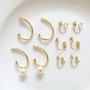Convertitori Clip per Orecchio a Spirale in Rame Placcato Oro 18k per Orecchie Non Forate Accessori per Gioielli Fai da Te Strass Design ad Arco