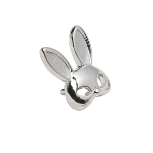 Polished silver rabbit mask charm with hollow eyes for DIY baroque accessory making