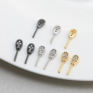 Gold-plated copper rabbit ear pendants with zircon accents for Baroque pearl DIY jewelry