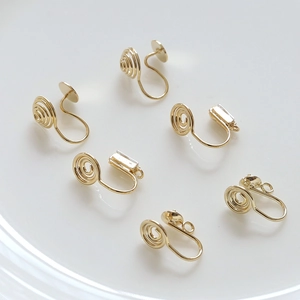 Convertitori di clip per orecchie a spirale placcati oro 18k per gioielli fai-da-te