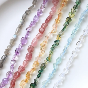 Macro detail of various irregular natural gemstone beads for DIY jewelry making